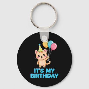 Chaveiro É Meu Aniversário Gato Kawaii 