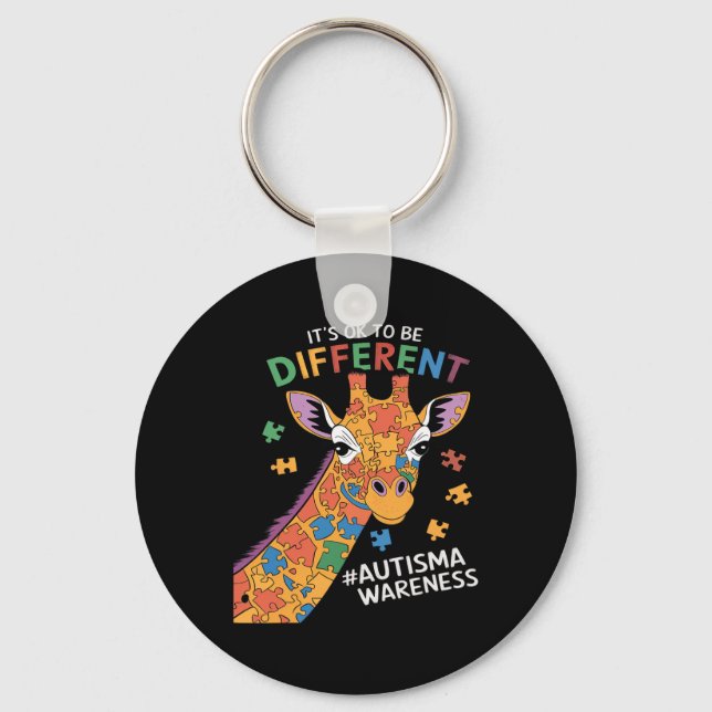 Chaveiro É Okay Ser Um Pouco Diferente Girafa Conscientizaç (Frente)
