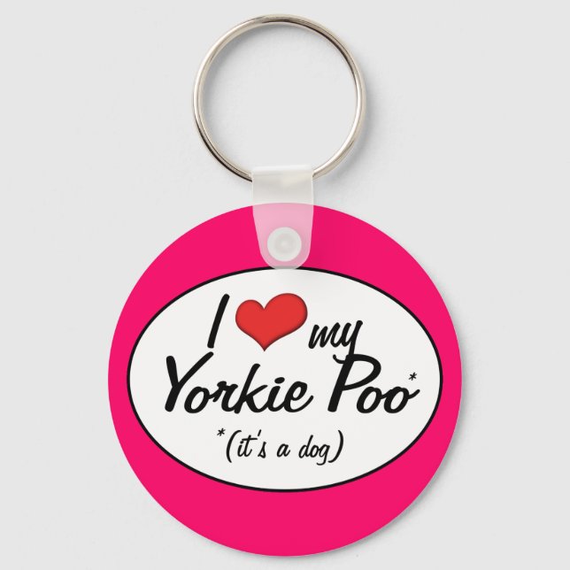 Chaveiro É um Cachorro! Eu Amo Meu Yorkie Poo (Frente)