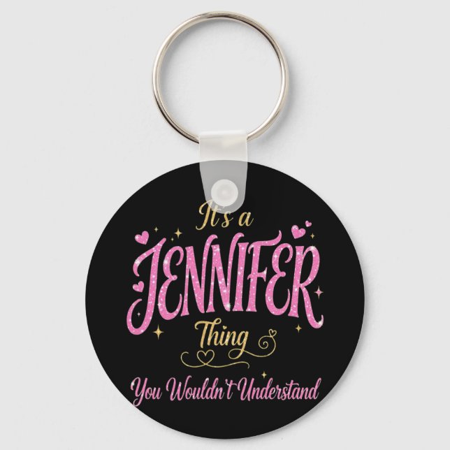 Chaveiro É Uma Coisa de Jennifer Rosa Dourado Presente para (Frente)