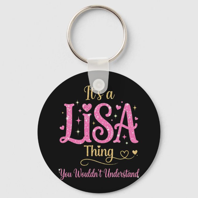 Chaveiro É Uma Coisa de Lisa Rosa Dourado Presente para Mul (Frente)