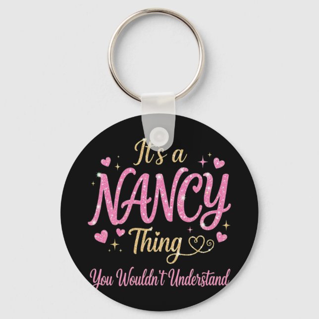 Chaveiro É Uma Coisa de Nancy Rosa Dourado Presente para Mu (Frente)