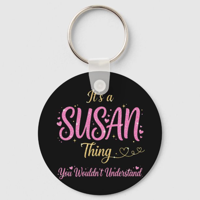 Chaveiro É Uma Coisa de Susan Rosa Dourado Presente para Mu (Frente)