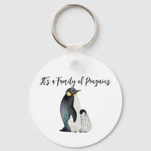 Chaveiro É uma família de pinguins desenhando aquarela