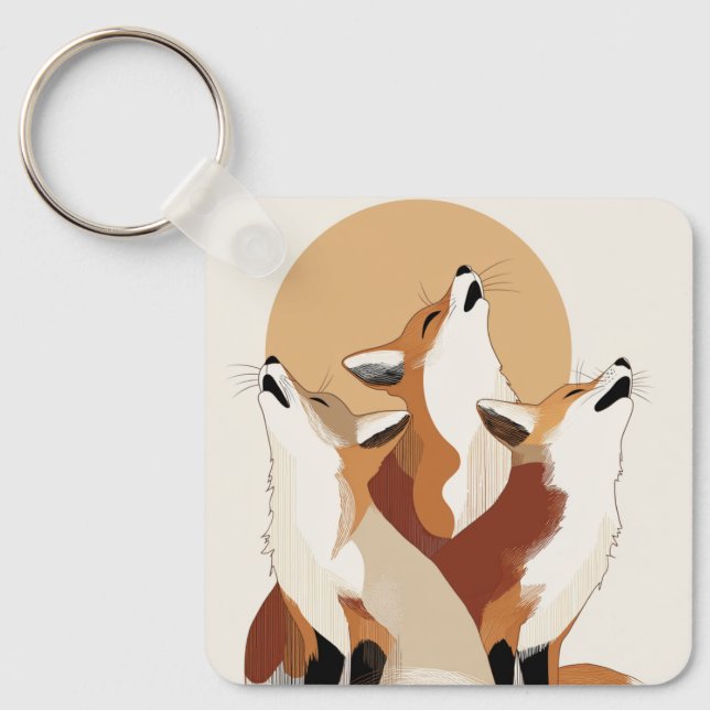 Chaveiro Earthy Tone Fox Pack Aesthetic Keychain (Frente)