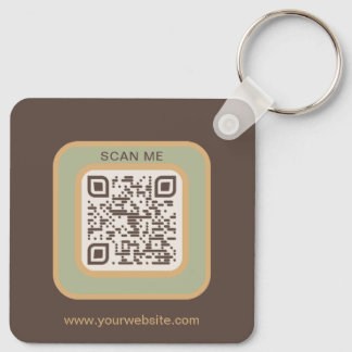 Chaveiro Earthy Tone Logo QR Code Double Sided Keychain