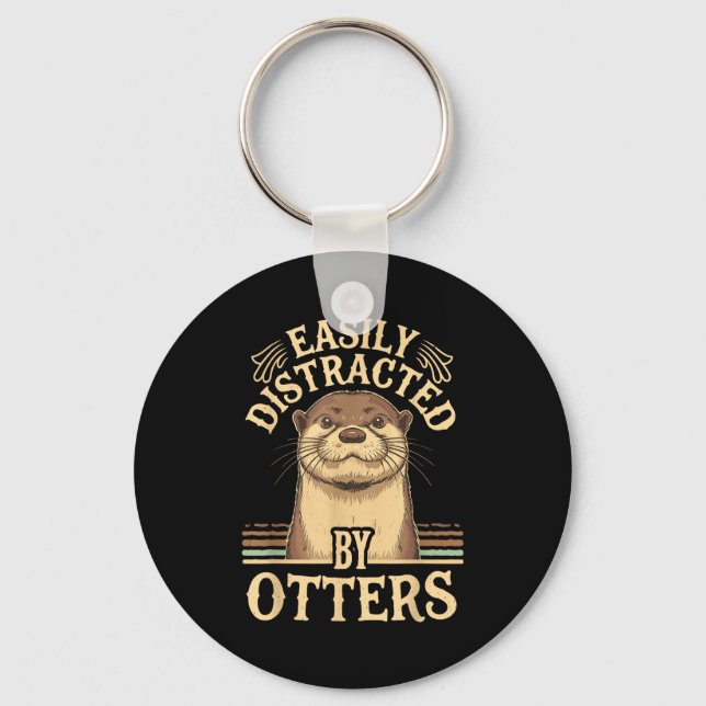 Chaveiro Easily Distracted By Otters Funny Otters Lovers Jo (Frente)