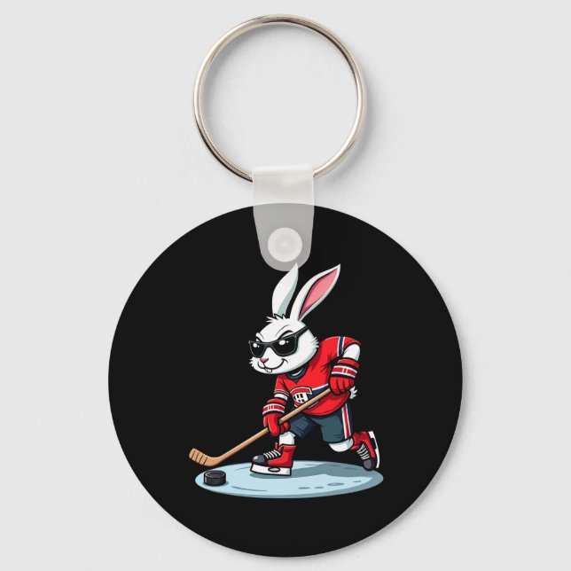 Chaveiro Easter Bunny Playing Hockey  (Frente)