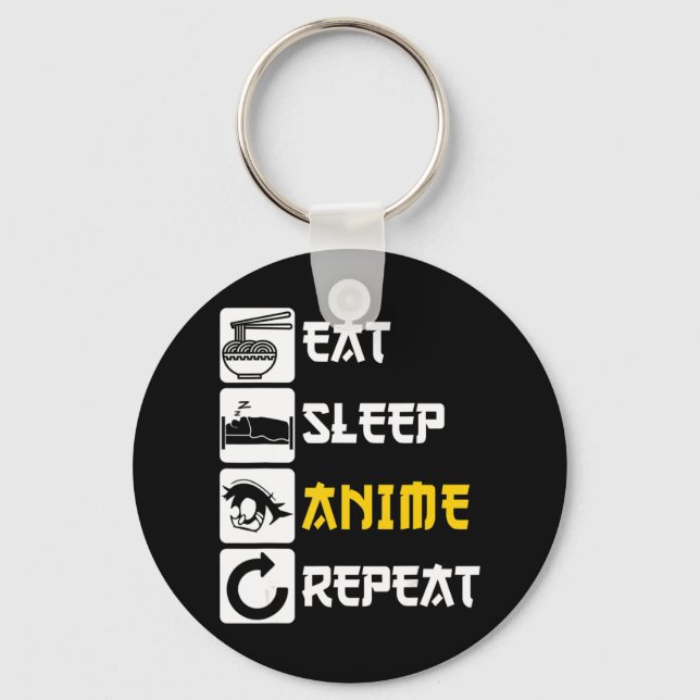 Chaveiro Eat Sleep Anime Repete Manga Japão Dizendo Cosplay (Frente)