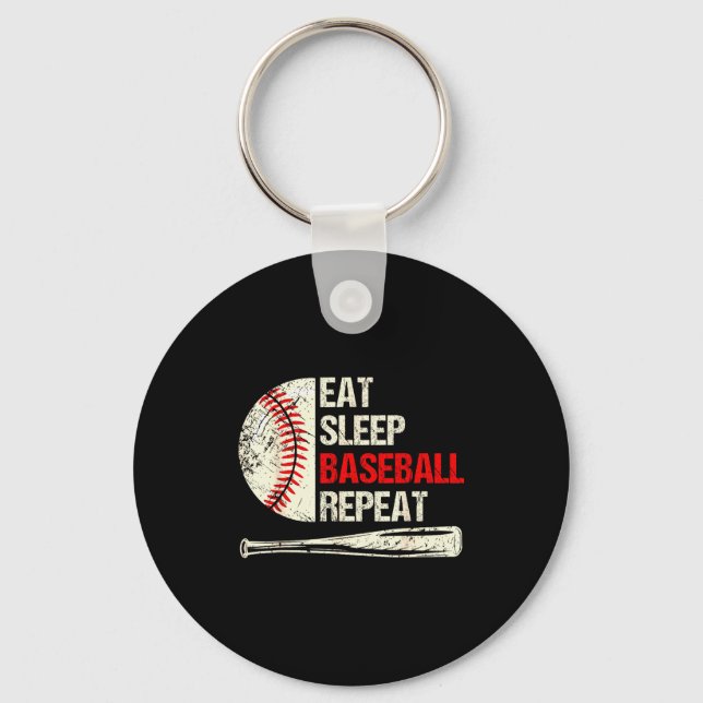 Chaveiro Eat Sleep Baseball Repeat Funny Baseball Player  (Frente)