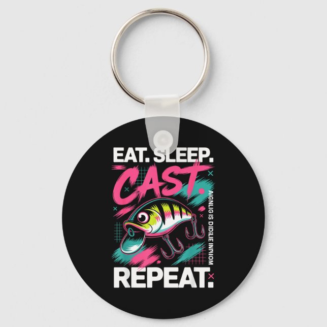 Chaveiro Eat Sleep Cast Repeat Fishing Lover Men Dad Christ (Frente)