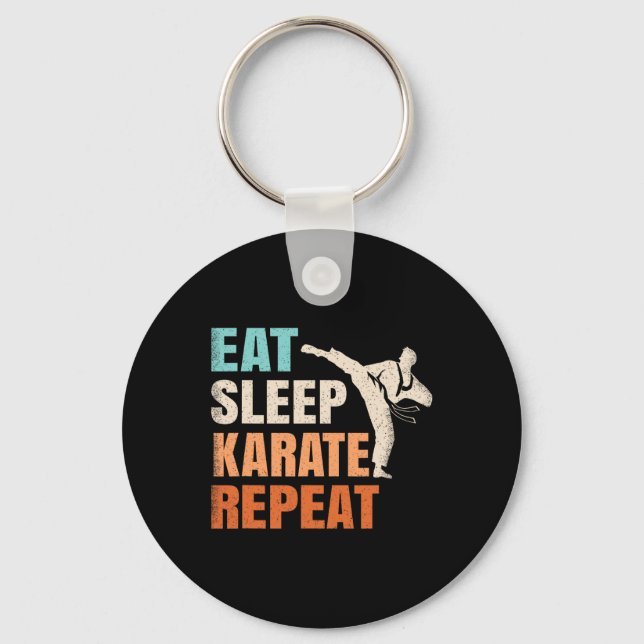 Chaveiro Eat Sleep Karate Repeat Funny Retro Karate Lover M (Frente)