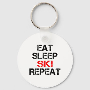 Chaveiro Eat Sleep Ski Repete Montanhas do inverno Esquiar