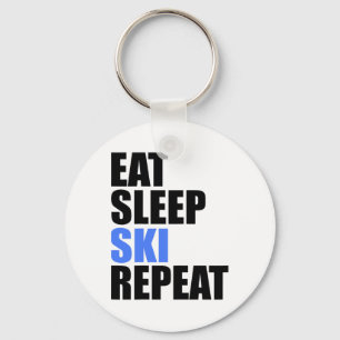 Chaveiro Eat Sleep Ski Repete Montanhas do inverno Esquiar