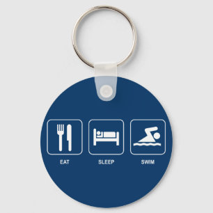 Chaveiro Eat Sleep Swim Keychain