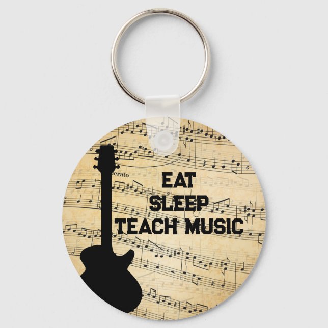 Chaveiro Eat Sleep Teach Music Repeat Music Humor (Frente)