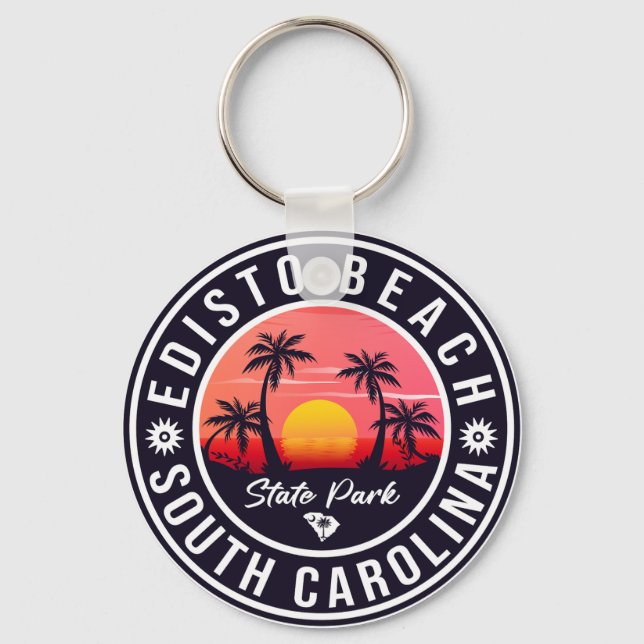 Chaveiro Ebeba Beach South Carolina Retro Sunset Souvenir (Frente)