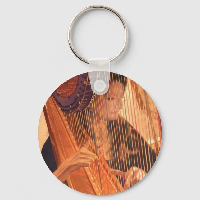 Chaveiro "Echo of Angels" Harp Player Watercolor (Frente)