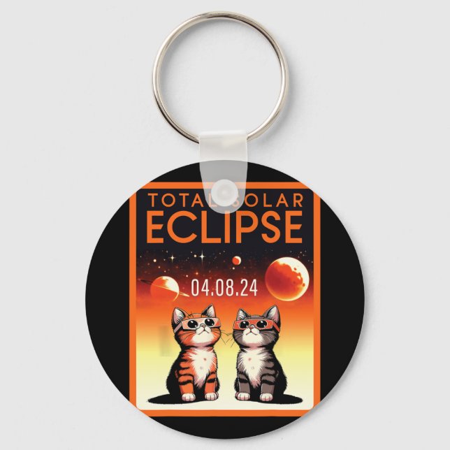 Chaveiro Eclipse Solar 2024 Gatos Eclipse Solar Total 4.08. (Frente)