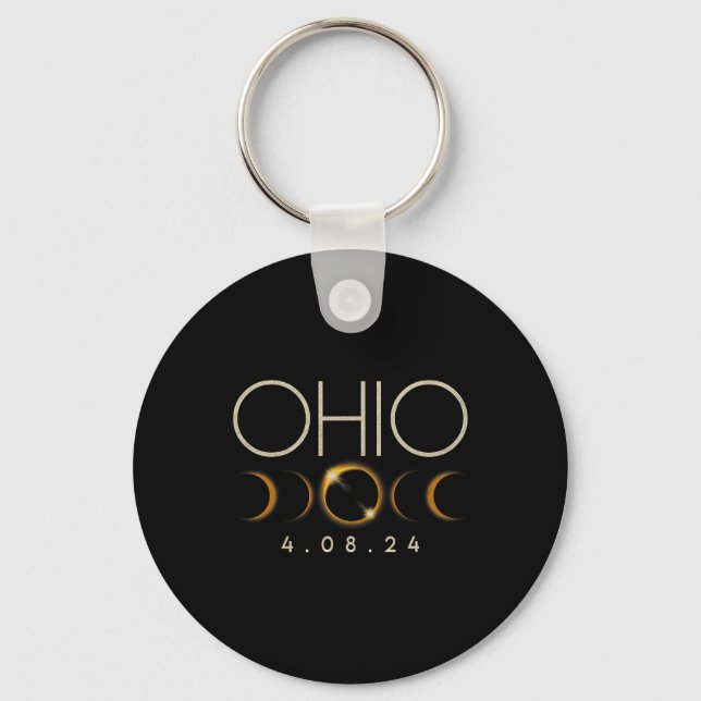 Chaveiro Eclipse Solar 2024 State Ohio Total Eclipse Solar (Frente)