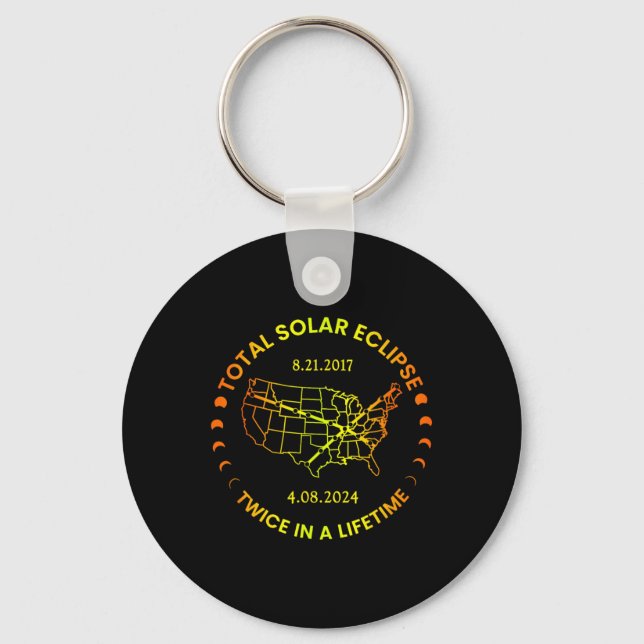 Chaveiro Eclipse Solar Duas Vezes Na Vida 2024 Total Solar  (Frente)