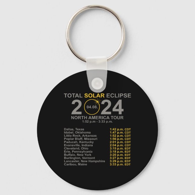 Chaveiro Eclipse Solar Total 2024 Abril 8 Caminho Do Eclip (Frente)