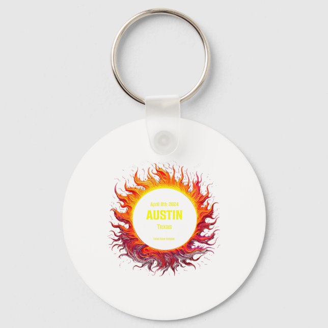 Chaveiro Eclipse Solar Total 2024 Austin Texas (Frente)