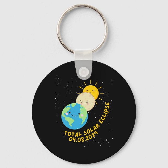 Chaveiro Eclipse Solar Total 2024 Kids De Eclipse Solar Cut (Frente)