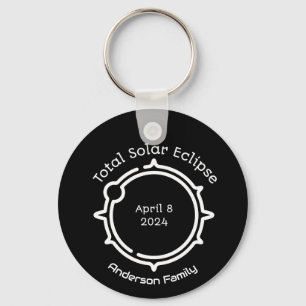 Chaveiro Eclipse Solar Total 2024 Preto Mínimo Moderno