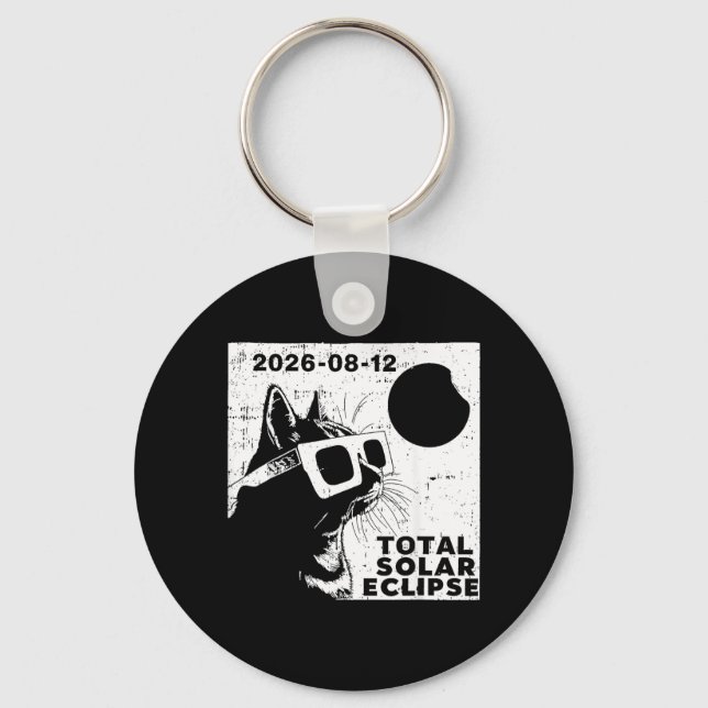 Chaveiro Eclipse Solar Total 2026 Amante de Gatos (Frente)
