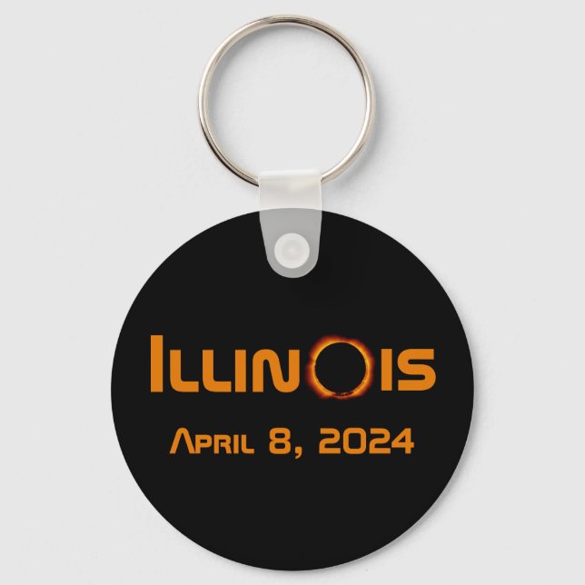 Chaveiro Eclipse Solar Total de 2024 Illinois (Frente)