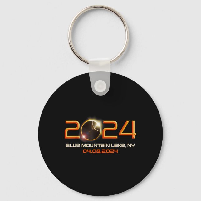 Chaveiro Eclipse Total do Sol de 2024 Blue Mountain Lake No (Frente)