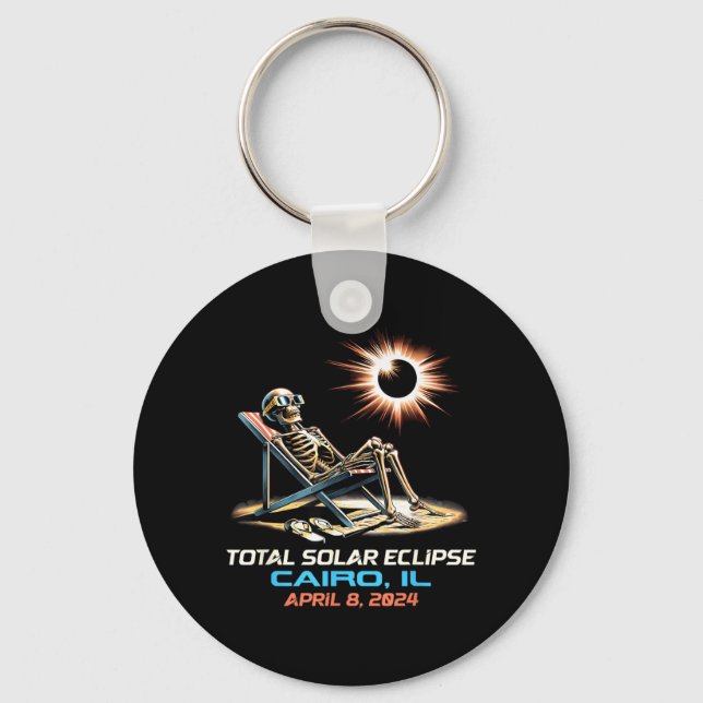 Chaveiro Eclipse Total do Sol Esqueleto Cairo Illinois (Frente)