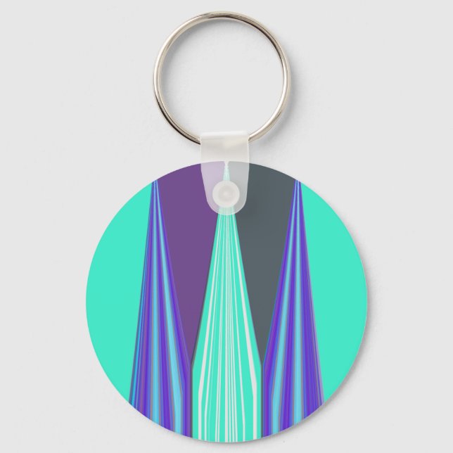 Chaveiro Edgy Blue Purple Cyan Chevron Art Impressão (Frente)