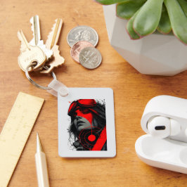 Chaveiro Edgy Cyberpunk Dystopian Girl Red Target Keychains
