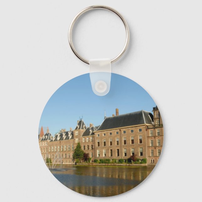 Chaveiro Edifícios do parlamento neerlandês refletidos em H (Frente)