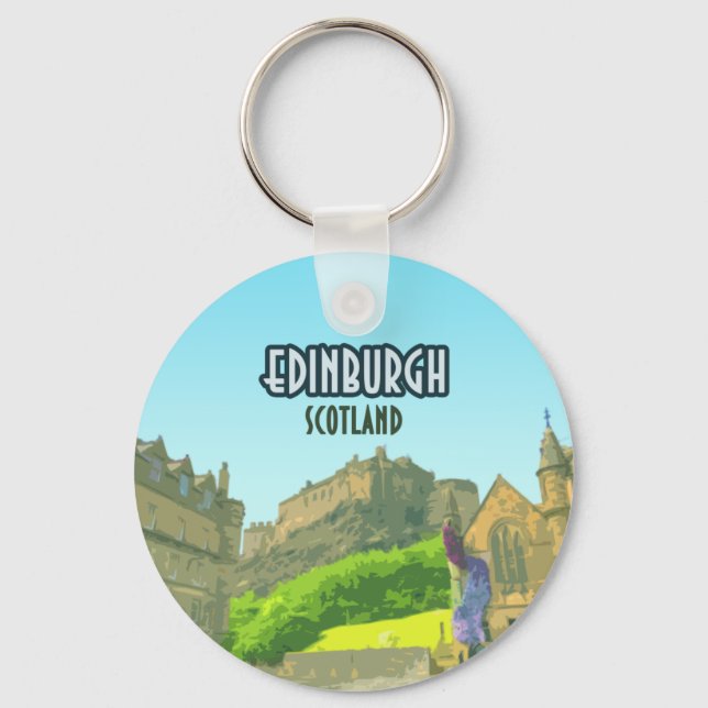 Chaveiro Edinburgh Scotland Castle Reino Unido Vintage (Frente)