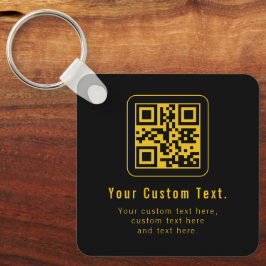 Chaveiro Editable QR Code & Text Template | Black & Gold