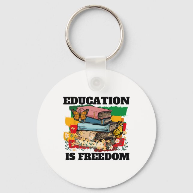 Chaveiro Educação É Liberdade História Negra Afro-Americana (Frente)