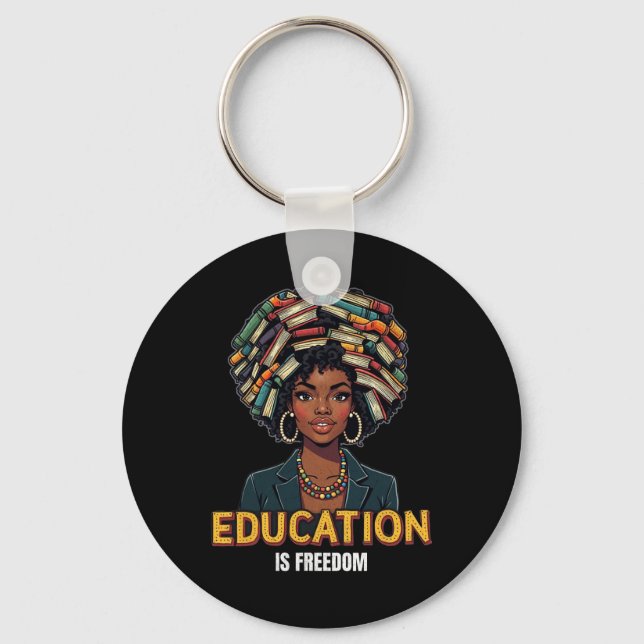 Chaveiro Educação é Liberdade História Negra Mês Professor  (Frente)