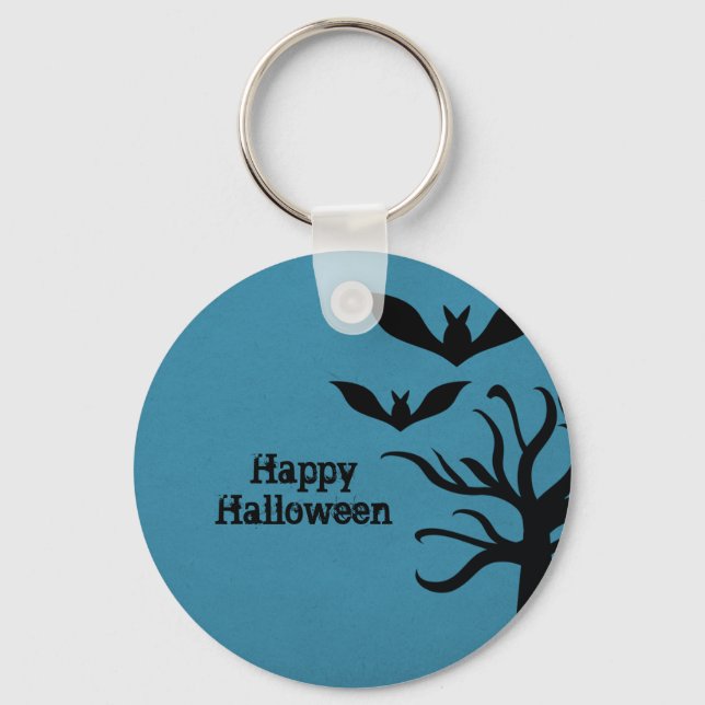 Chaveiro Eerie Bats Halloween Chaveiro, Azul (Frente)