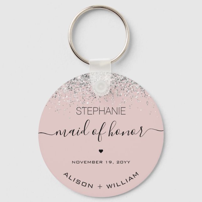 Chaveiro Efeito de configuração de Glitter de Madrinha de c (Frente)