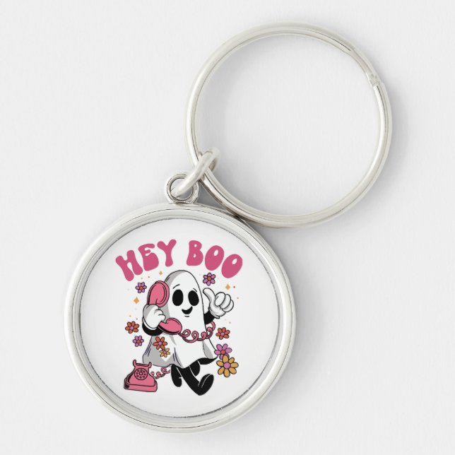 Chaveiro Ei Boo - Fantasma Groovy do Halloween (Frente)