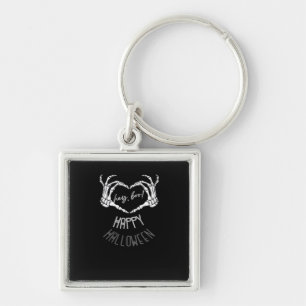 Chaveiro Ei, Boo! Feliz Halloween Skeleton Hand Heart Clas