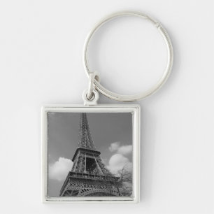 Chaveiro Eiffel nebuloso em preto e branco, 2015