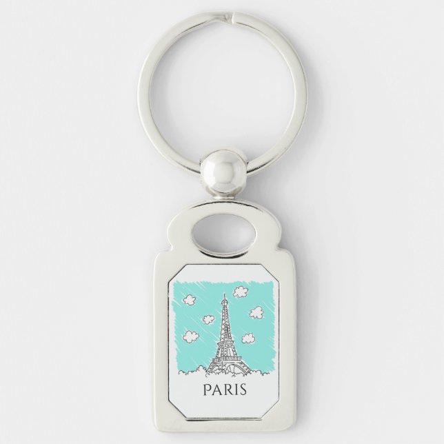 Chaveiro Eiffel Tower Illustração de cadeia de chaves de te (Frente)