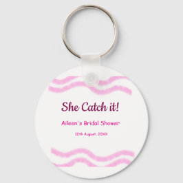 Chaveiro Ela Pega em espiral rosa linhas aquarela noiva 