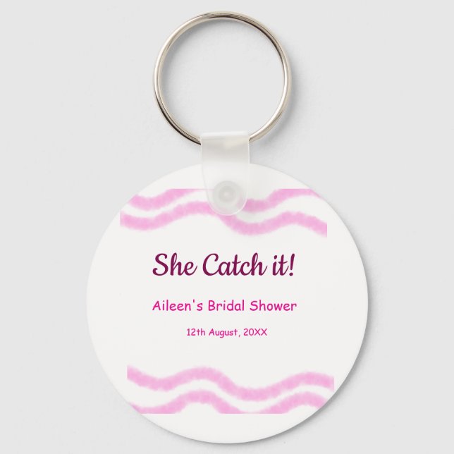 Chaveiro Ela pega rosa espiral linhas aquarela noiva  (Frente)