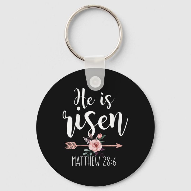 Chaveiro Ele É Risen Páscoa De Seta Floral Mulheres Cristãs (Frente)