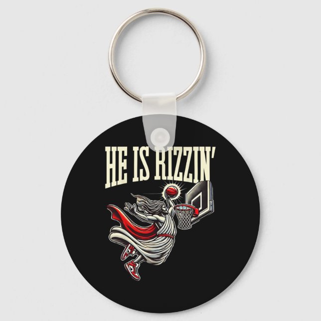 Chaveiro Ele É Rizzin Engraçado Jesus Sketll Meme  (Frente)